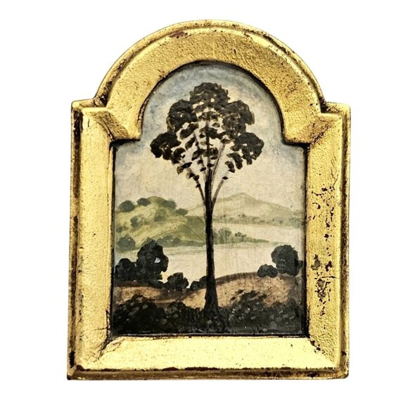 Tree Painting Brooch, Art Framed Pin, Signed CJ 1999 - Picture 16 of 16